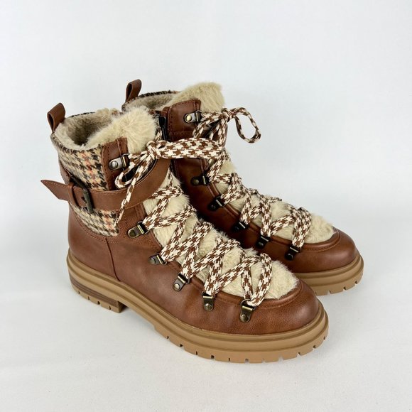 Circus Sam Edelman Womens Gretchen Brown Shearling Hiker Boot Fuzzy size 10 - Picture 1 of 15